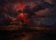 William Marlow Vesuvius erupting at Night Spain oil painting artist
